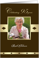 95th Birthday Party Photo Card Invitation -- 95 years in brown card