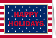 Patriotic American Happy Holidays Christmas Card