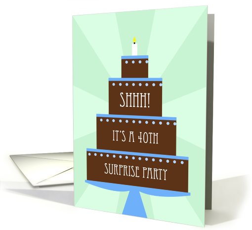 Surprise 40th Birthday Party Invitation -- Cake on Green card (966415)