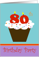 80th Birthday Party Invitation -- Cupcake with 80 Candles card