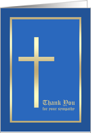 Christian Sympathy Thank You Card Golden Cross Blue card
