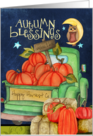 Old Truck Loaded with Pumpkins on Card Wishing Autumn Blessings card
