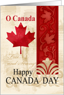 Happy Canada Day Maple Leaf and Banners Distressed Background card