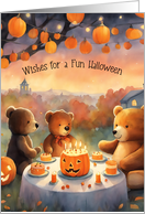 Kids Fun Halloween Teddy Bear Party Jack-o-Lanterns Cheery Children card