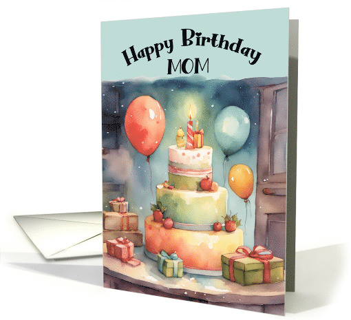 Mom Birthday Party with Whimsical Cake Balloons Gifts card (1798688)