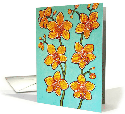 Orchid Bliss Sunset Colored Orchids Blank card (1546474)