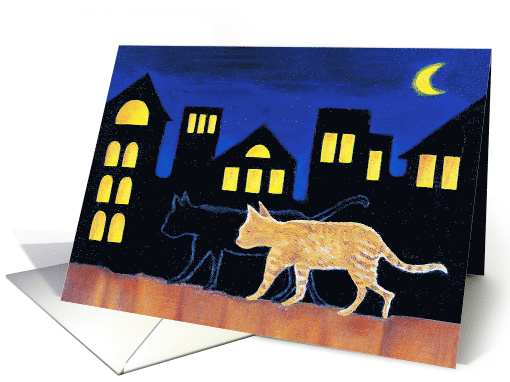 Black and Orange Cats Happy Halloween card (1547760)