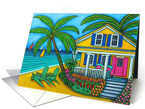 Tropical Beach House Birthday card (1773560)