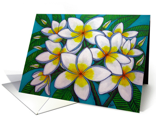 Frangipani, Plumeria Blooms Blank Note card (948728)