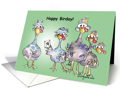 Happy Birday Cartoon Turkeys Fun Birthday card (203189)