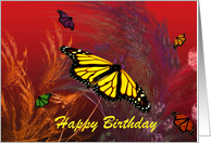 Butterfly Garden Red Birthday card