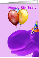 Happy Hippo Purple Birthday card