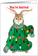 Tacky Christmas Sweater Party Invitation Bunny card