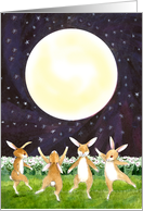 Hoppy Easter Moon Dancing Bunnies. card