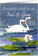Congratulations to the Bride & Groom Midnight Swans card