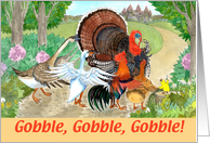 Turkey & Friends Gobble Thanksgiving card