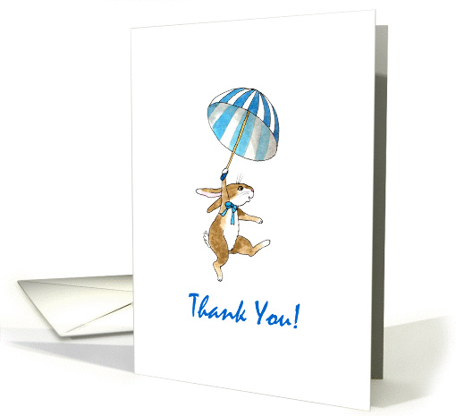 Blue Umbrella Bunny Thank You card (1367538)