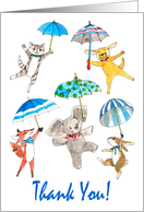 Umbrella Animals Thank You card