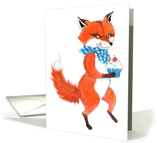 Happy Birthday Cupcake Fox card (1397202)