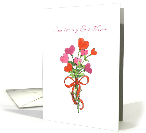 Step-mom Birthday Heart Bouquet card (140044)