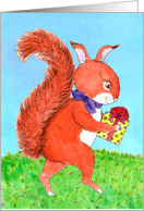 Birthday - Red Squirrel with gift card