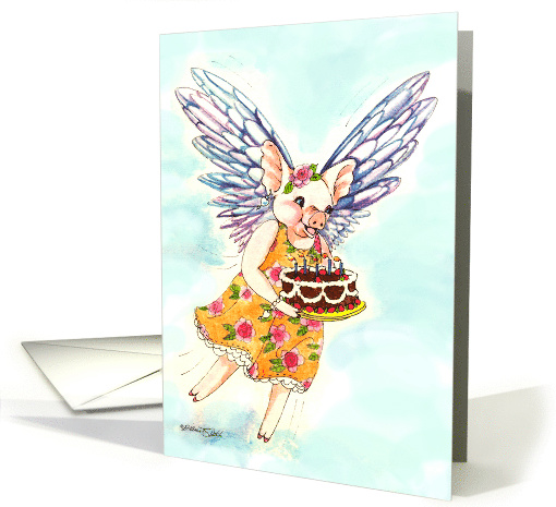 April Fools' Day Birthday Flying Pig card (161611)