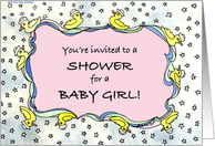 Duckie Baby Girl Shower Invite card