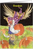 Grandson Halloween Pumpkin Picking card