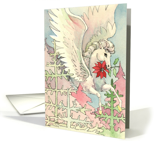 Christmas Birthday Poinsettia Pegasus card (310033)