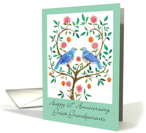 60th Anniversary Great Grandparents Blue Dove card (411878)