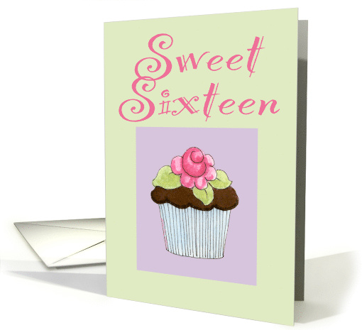Sweet 16 Birthday Rose Cupcake card (440605)