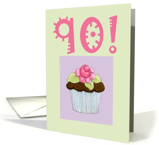 Rose Cupcake 90 birthday card (459600)