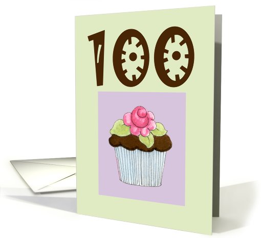 Rose Cupcake 100 birthday card (459609)
