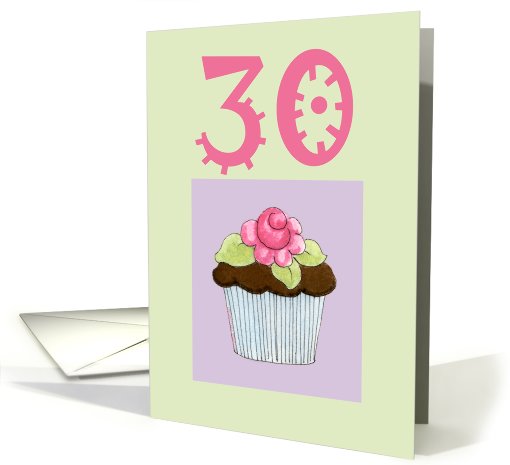 Rose Cupcake Invite 30 birthday card (465011)