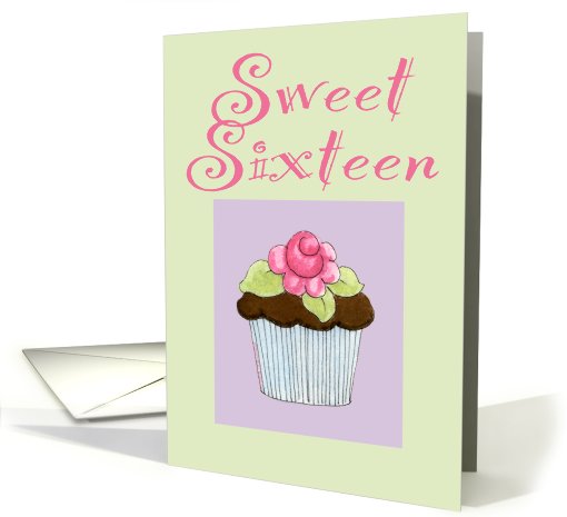 Rose Cupcake Invite Sweet 16 birthday card (468843)
