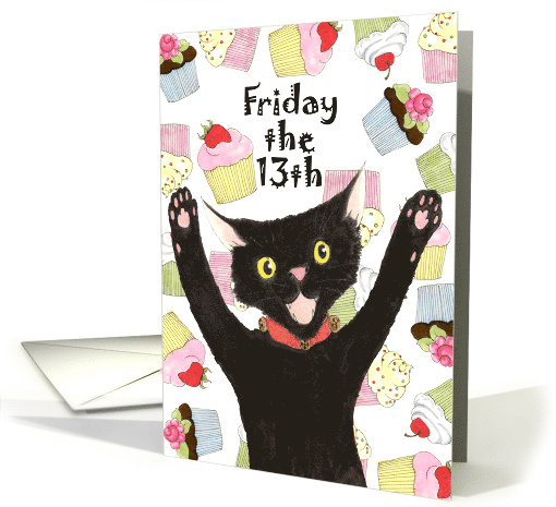 Friday the 13th Birthday Cat card (518521)