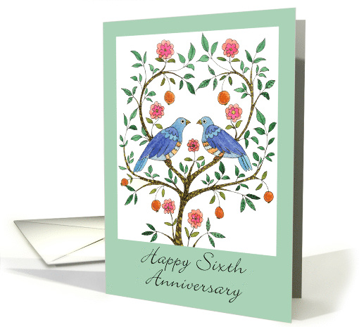 Happy 6th Anniversary Blue Dove card (546481)