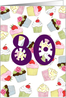 Cupcakes Galore 80th Birthday card