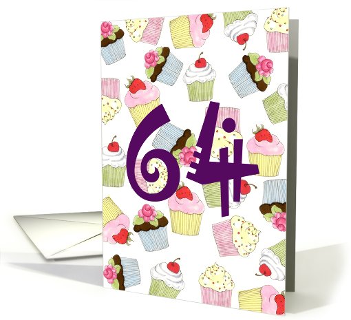 Cupcakes Galore 64th  Birthday card (605370)