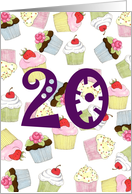 Cupcakes Galore 20th Birthday card