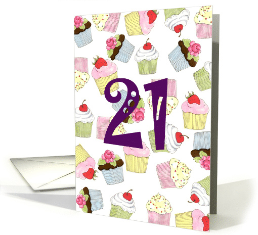 21st Birthday Cupcakes Galore card (628585)