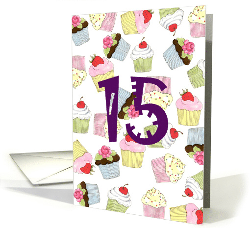 15th Birthday Cupcakes Galore card (635940)