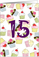 15th Birthday Cupcakes Galore card