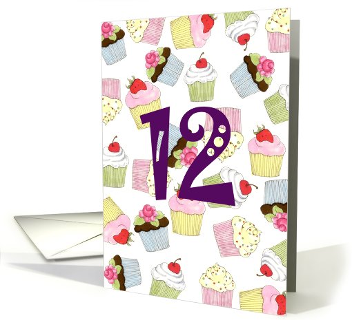 12th Birthday Party Invitation, Cupcakes Galore card (658046)
