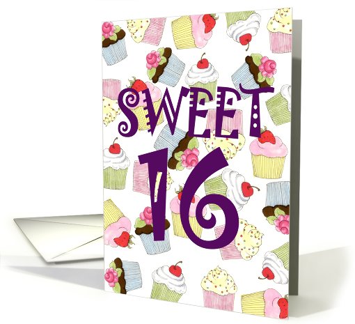 Sweet 16 Birthday Party Invitation, Cupcakes Galore card (658080)