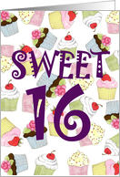 Sweet 16 Birthday Party Invitation, Cupcakes Galore card