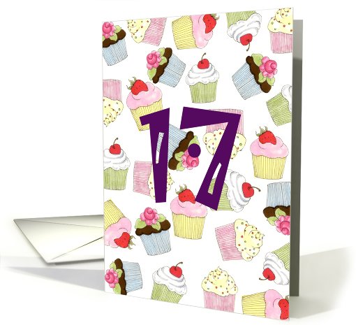 17th Birthday Party Invitation, Cupcakes Galore card (658085)