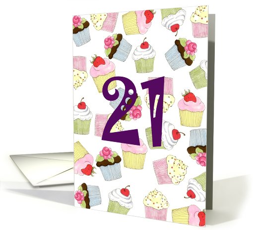 21st Birthday Party Invitation, Cupcakes Galore card (661761)