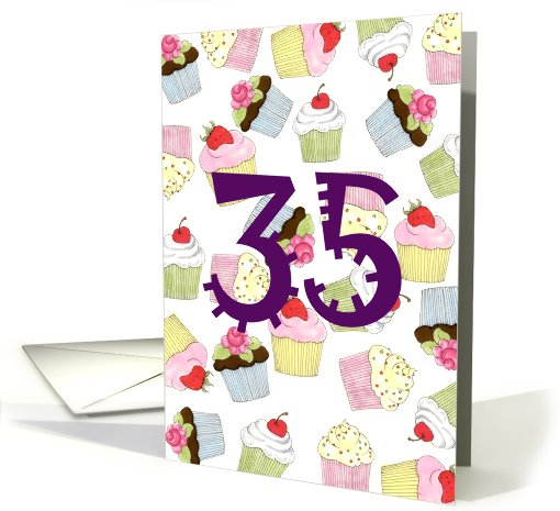 35th Birthday Party Invitation, Cupcakes Galore card (662965)
