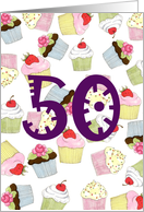 50th Birthday Party Invitation, Cupcakes Galore card